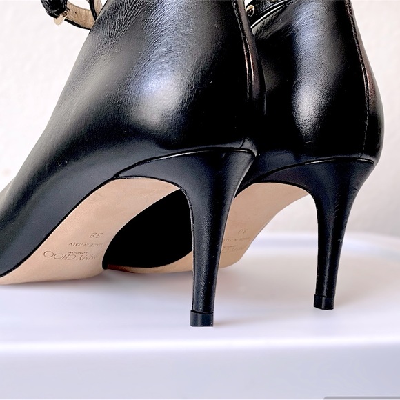 JIMMY CHOO “Lark 65” Black Leather Ankle Booties - Picture 3 of 16